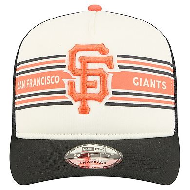Men's New Era Cream/Black San Francisco Giants Banner A-Frame 9FIFTY Trucker Snapback Hat