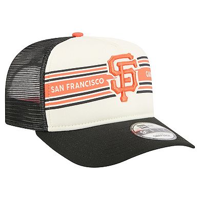 Men's New Era Cream/Black San Francisco Giants Banner A-Frame 9FIFTY Trucker Snapback Hat