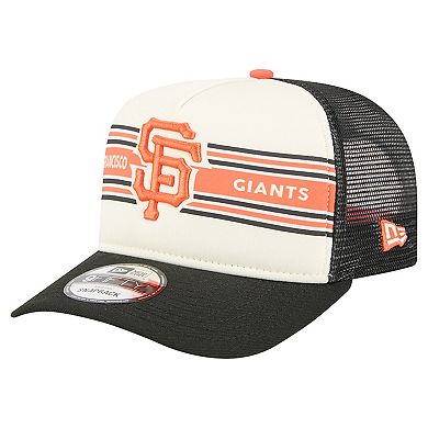 Men's New Era Cream/Black San Francisco Giants Banner A-Frame 9FIFTY Trucker Snapback Hat