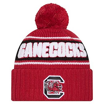 Men's New Era Garnet South Carolina Gamecocks Bold Cuffed Knit Hat with Pom