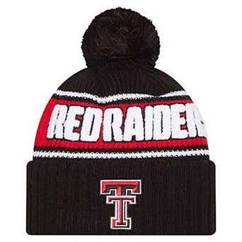 Men's New Era Black Texas Tech Red Raiders Bold Cuffed Knit Hat with Pom