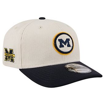 Men's New Era Cream/Navy Michigan Wolverines Loyal Corduroy 9SEVENTY Adjustable Hat