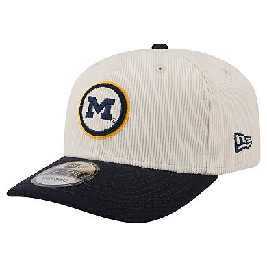 Men's New Era Cream/Navy Michigan Wolverines Loyal Corduroy 9SEVENTY Adjustable Hat