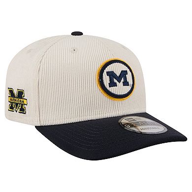 Men's New Era Cream/Navy Michigan Wolverines Loyal Corduroy 9SEVENTY Adjustable Hat