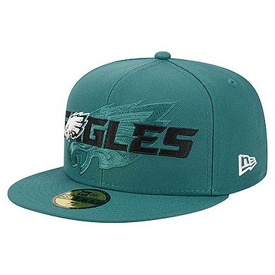 Men's New Era Midnight Green Philadelphia Eagles Overlap Wordmark 59FIFTY Fitted Hat