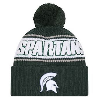 Men's New Era Green Michigan State Spartans Bold Cuffed Knit Hat with Pom