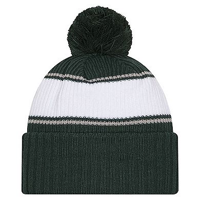 Men's New Era Green Michigan State Spartans Bold Cuffed Knit Hat with Pom