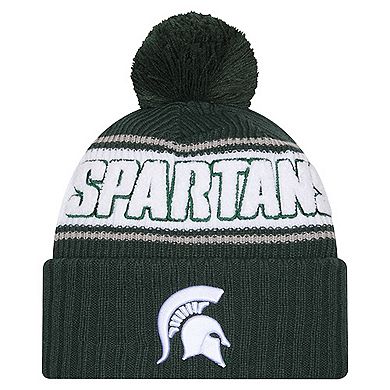 Men's New Era Green Michigan State Spartans Bold Cuffed Knit Hat with Pom
