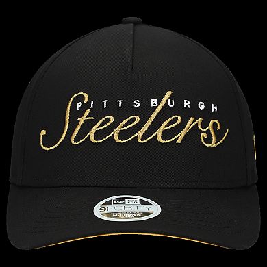 Women's New Era Black Pittsburgh Steelers Metallic 9FORTY M-Crown A-Frame Adjustable Hat