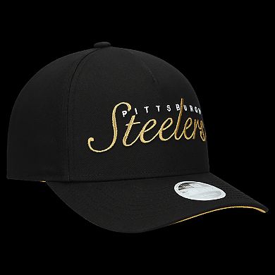 Women's New Era Black Pittsburgh Steelers Metallic 9FORTY M-Crown A-Frame Adjustable Hat