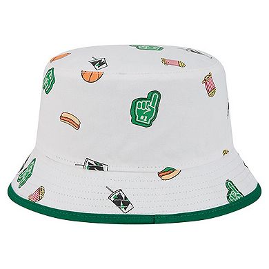 Men's New Era White Boston Celtics Team Cheer Reversible Bucket Hat