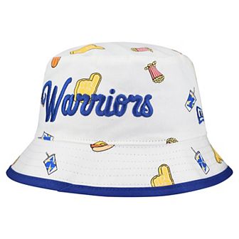 Men's New Era White Golden State Warriors Team Cheer Reversible Bucket Hat