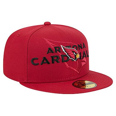 Men's New Era Cardinal Arizona Cardinals Overlap Wordmark 59FIFTY Fitted Hat
