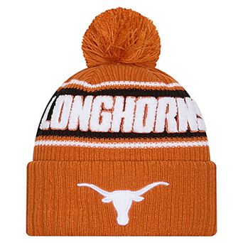 Men's New Era Burnt Orange Texas Longhorns Bold Cuffed Knit Hat with Pom