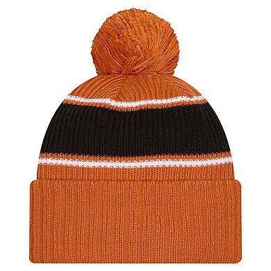 Men's New Era Burnt Orange Texas Longhorns Bold Cuffed Knit Hat with Pom