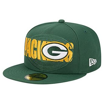 Men's New Era Green Green Bay Packers Overlap Wordmark 59FIFTY Fitted Hat