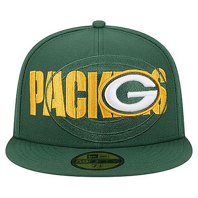 Men's New Era Green Green Bay Packers Overlap Wordmark 59FIFTY Fitted Hat