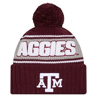 Men's New Era Maroon Texas A&M Aggies Bold Cuffed Knit Hat with Pom