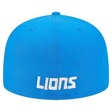 Men's New Era Blue Detroit Lions Overlap Wordmark 59FIFTY Fitted Hat