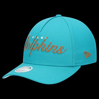 Women's New Era Aqua Miami Dolphins Metallic 9FORTY M-Crown A-Frame Adjustable Hat