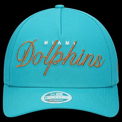 Women's New Era Aqua Miami Dolphins Metallic 9FORTY M-Crown A-Frame Adjustable Hat