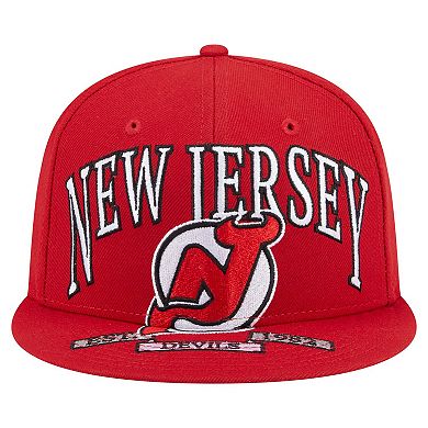 Men's New Era Red New Jersey Devils Oversized Vintage Arch 59Fifty Fitted Hat