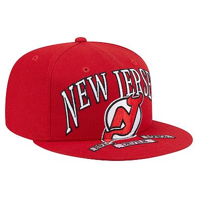 Men's New Era Red New Jersey Devils Oversized Vintage Arch 59Fifty Fitted Hat