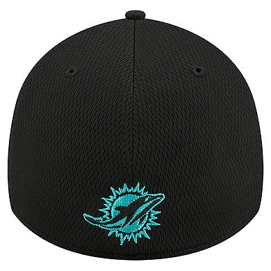 Men's New Era Black Miami Dolphins Scoreboard 39THIRTY Flex Hat