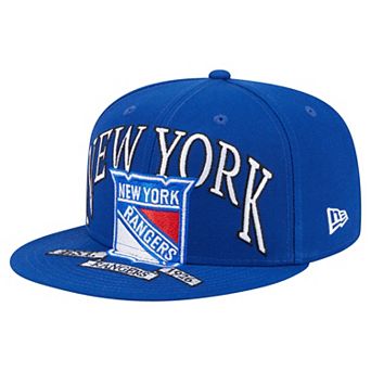 Men's New Era Blue New York Rangers Oversized Vintage Arch 59Fifty Fitted Hat