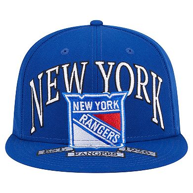 Men's New Era Blue New York Rangers Oversized Vintage Arch 59Fifty Fitted Hat