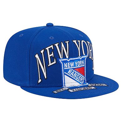 Men's New Era Blue New York Rangers Oversized Vintage Arch 59Fifty Fitted Hat