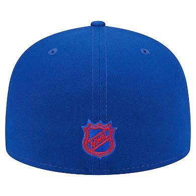 Men's New Era Blue New York Rangers Oversized Vintage Arch 59Fifty Fitted Hat