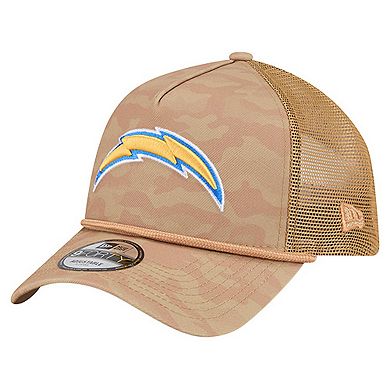 Men's New Era Tan Los Angeles Chargers Wheat Camo 9FORTY Adjustable Hat