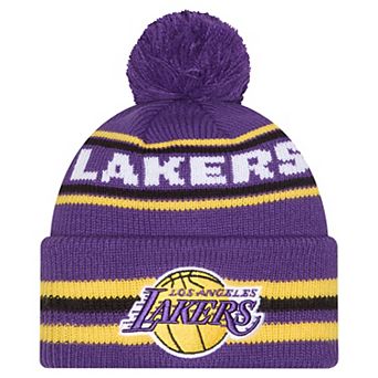 Men's New Era Purple Los Angeles Lakers Classic Cuffed Knit Hat with Pom