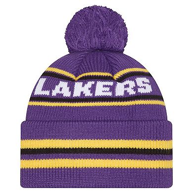 Men's New Era Purple Los Angeles Lakers Classic Cuffed Knit Hat with Pom