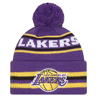 Men's New Era Purple Los Angeles Lakers Classic Cuffed Knit Hat with Pom