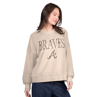 Women's G-III 4Her by Carl Banks Sand Atlanta Braves Oversized Vet II Sweatshirt