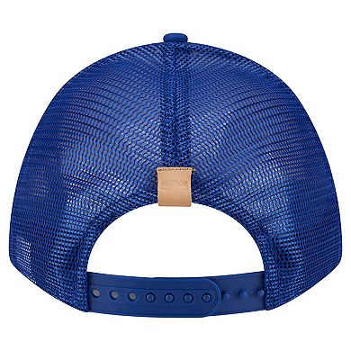 Men's New Era Stone/Royal New York Mets Text A-Frame Trucker 9FORTY Hat