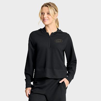 Women's Fanatics Black Carolina Hurricanes Authentic Pro Road Tri-Blend Quarter-Zip Hoodie