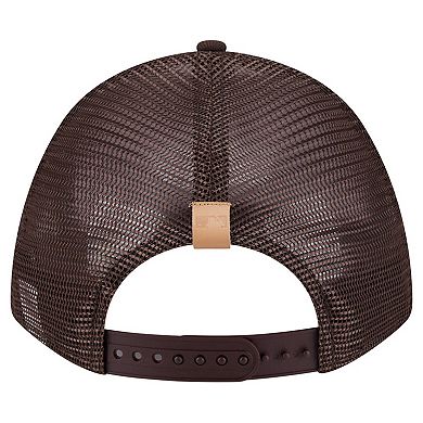 Men's New Era Stone/Brown San Diego Padres Text A-Frame Trucker 9FORTY Hat