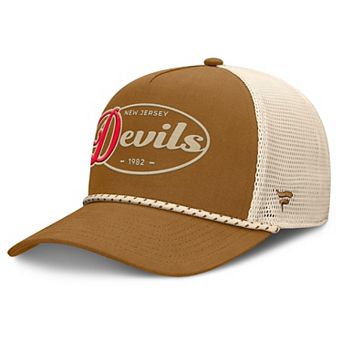 Men's Fanatics Brown/Cream New Jersey Devils Heritage Fetch A-Frame Trucker Adjustable Hat