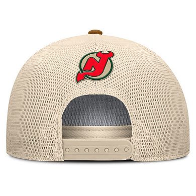 Men's Fanatics Brown/Cream New Jersey Devils Heritage Fetch A-Frame Trucker Adjustable Hat