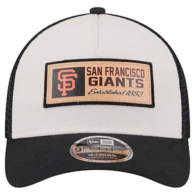Men's New Era Stone/Black San Francisco Giants Text A-Frame Trucker 9FORTY Hat