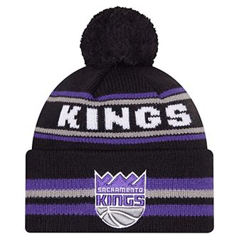 Men's New Era Black Sacramento Kings Classic Cuffed Knit Hat with Pom