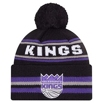 Men's New Era Black Sacramento Kings Classic Cuffed Knit Hat with Pom