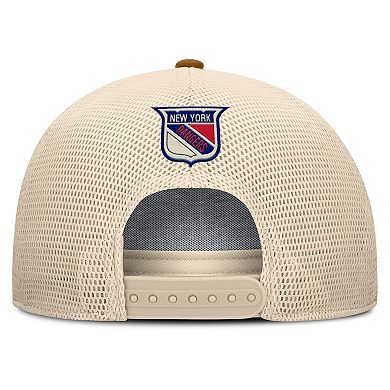 Men's Fanatics Brown/Cream New York Rangers Heritage Fetch A-Frame Trucker Adjustable Hat