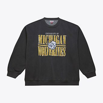 Men's Mitchell & Ness Black Michigan Wolverines Downtown Fleece Sweatshirt