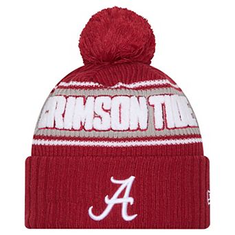 Men's New Era Crimson Alabama Crimson Tide Bold Cuffed Knit Hat with Pom
