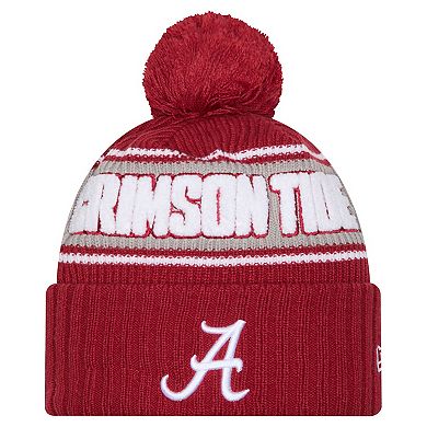 Men's New Era Crimson Alabama Crimson Tide Bold Cuffed Knit Hat with Pom