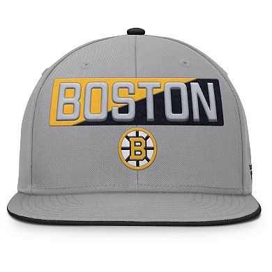 Men's Fanatics Gray Boston Bruins Fundamentals Duo Split Logo Snapback Hat